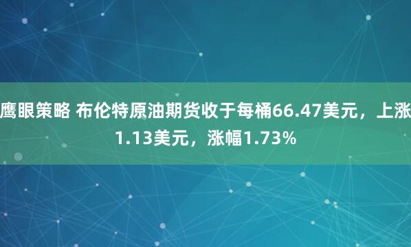 鹰眼策略 布伦特原油期货收于每桶66.47美元，上涨1.13美元，涨幅1.73%