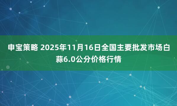 申宝策略 2025年11月16日全国主要批发市场白蒜6.0公分价格行情